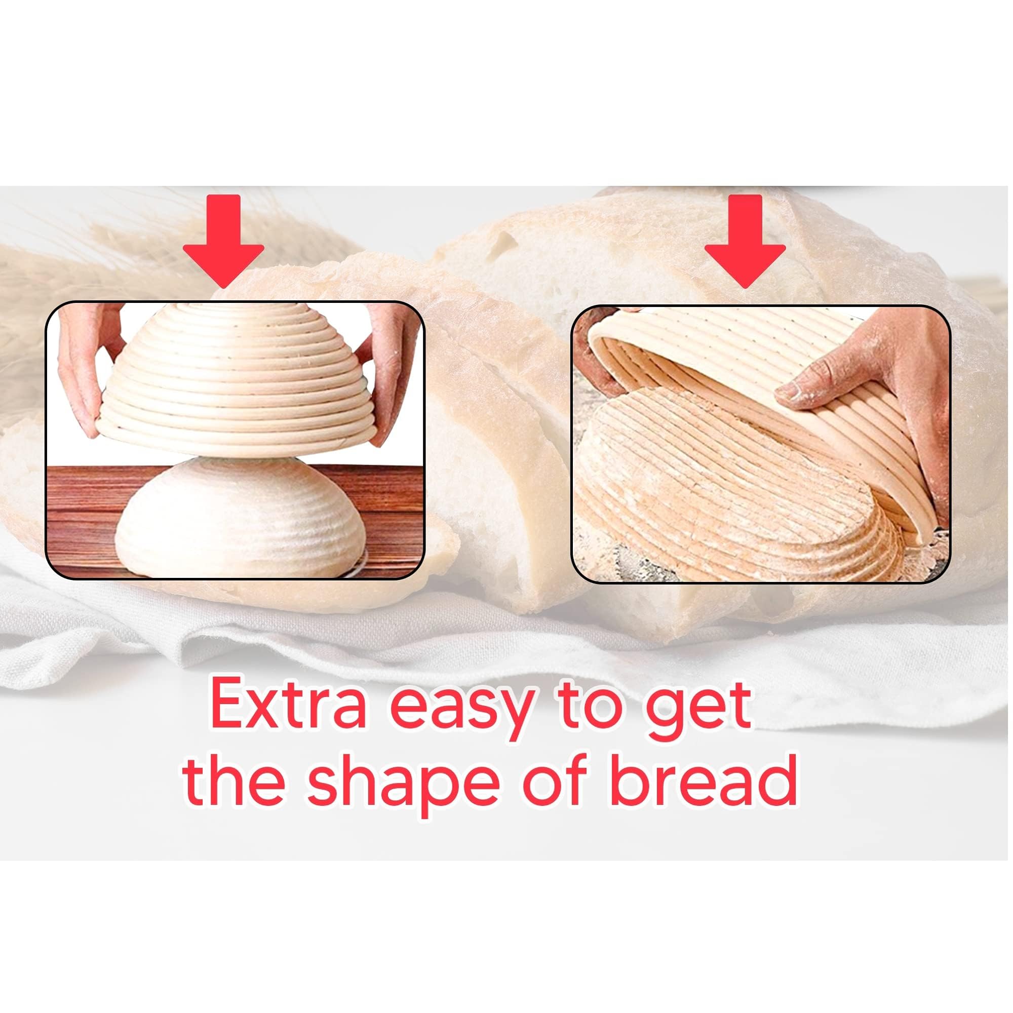 RoEsha basket in use with dough proving, demonstrating consistent round shaping