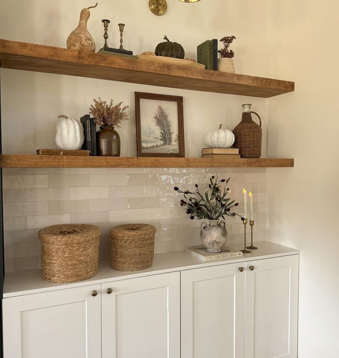 ROGMARS 36-inch walnut shelf front view highlighting clean modern appearance and sturdy storage
