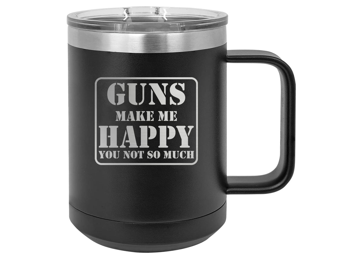 Rogue River Tactical black mug front view showing humorous hunting design, durable gift