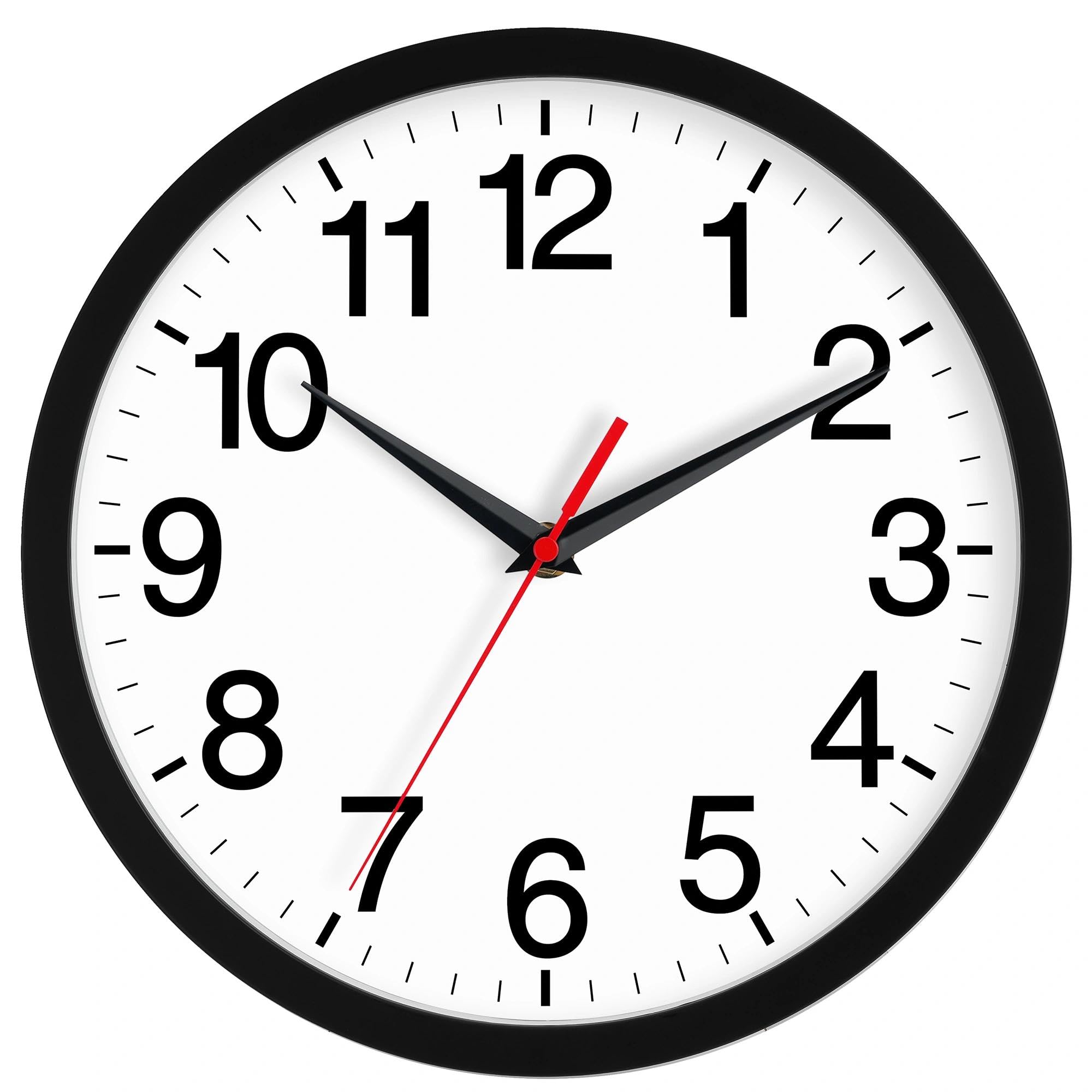 Rohioue front view black clock showing clear large numerals for easy reading