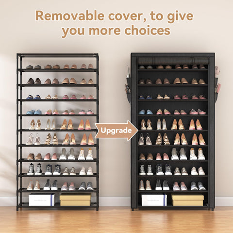 ROJASOP open cover with boots showing adjustable tier space for tall shoes