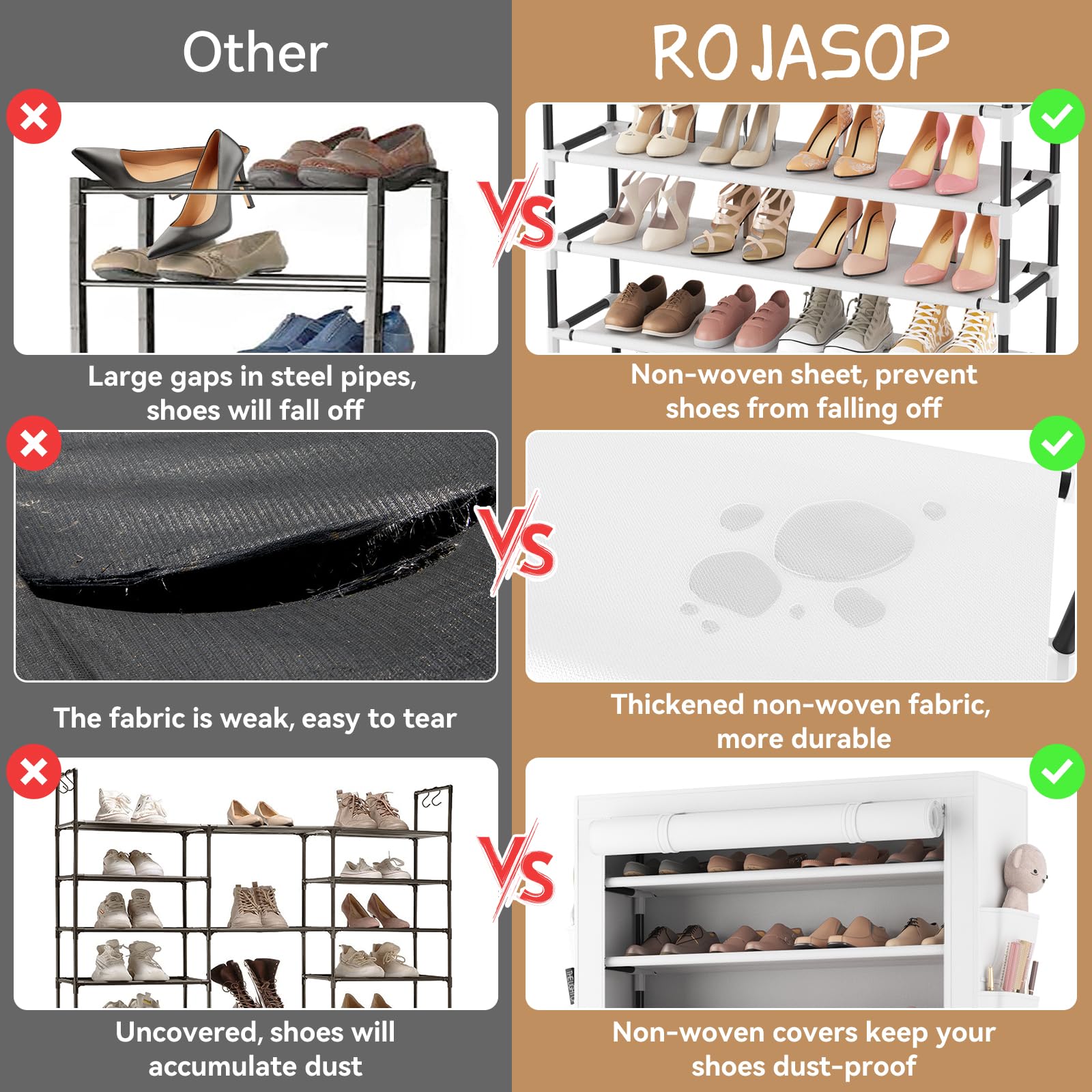 ROJASOP rack next to chair showing height and narrow footprint for small spaces