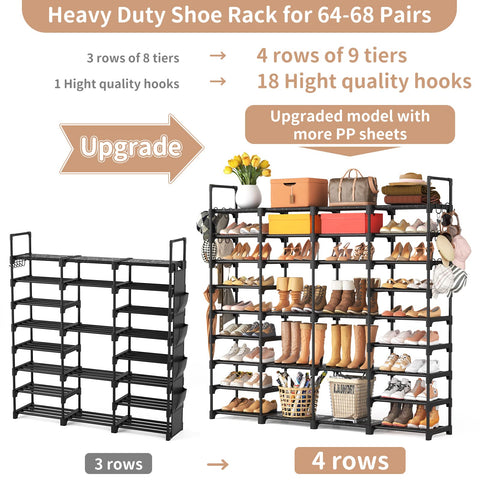 ROJASOP shoe rack installed in closet demonstrating space-saving vertical storage benefit