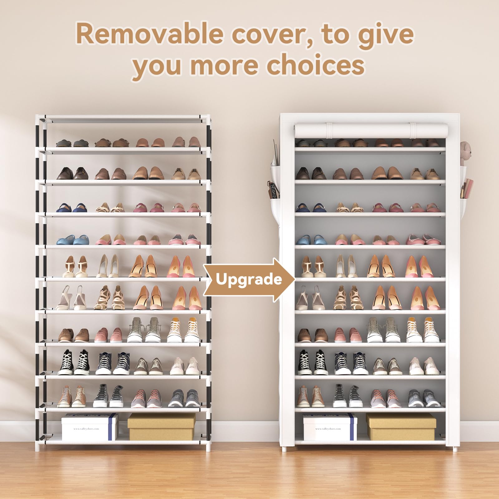 ROJASOP tall boots stored upright after a tier was removed for taller footwear