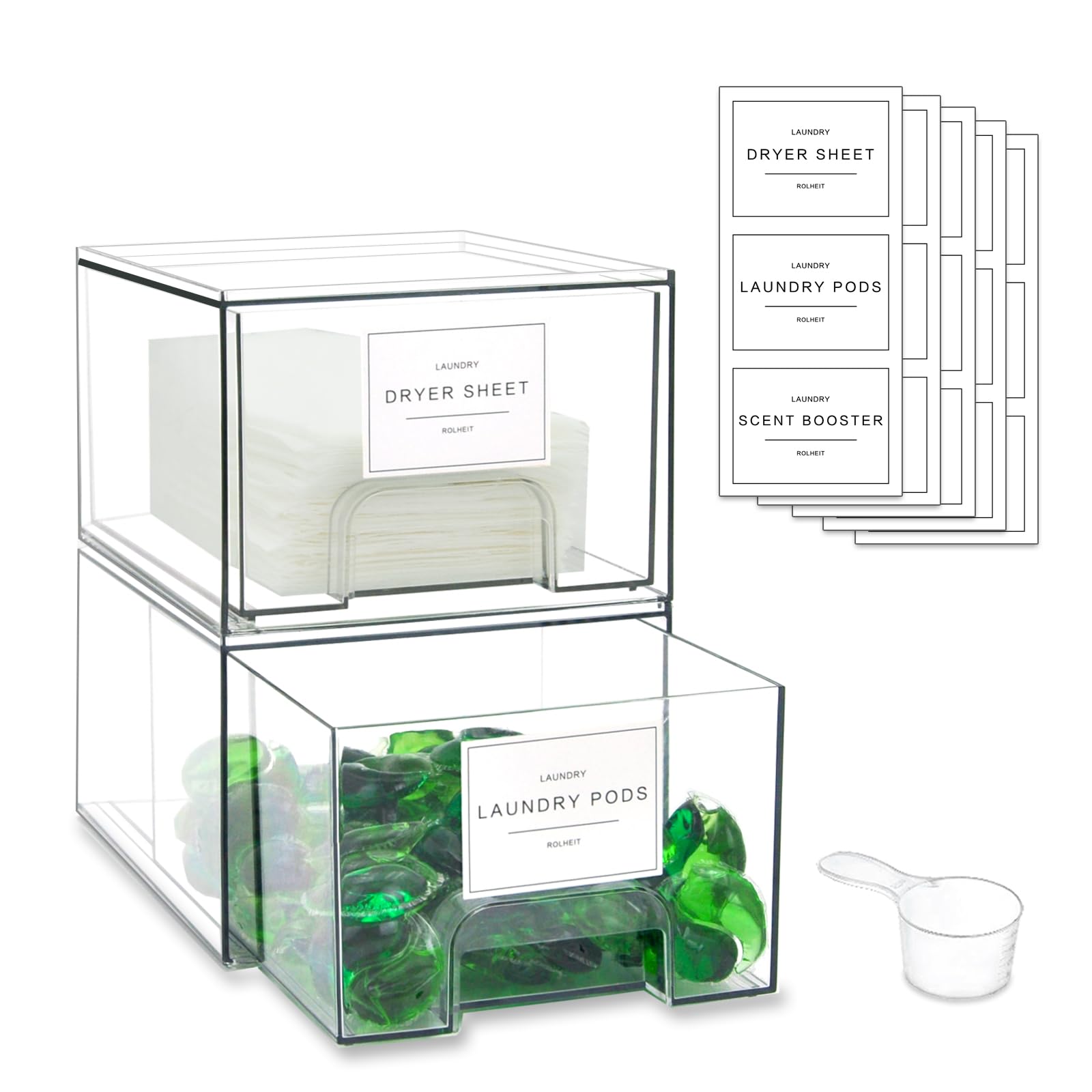 Rolheit front packaging view showing clear drawers and tidy benefits