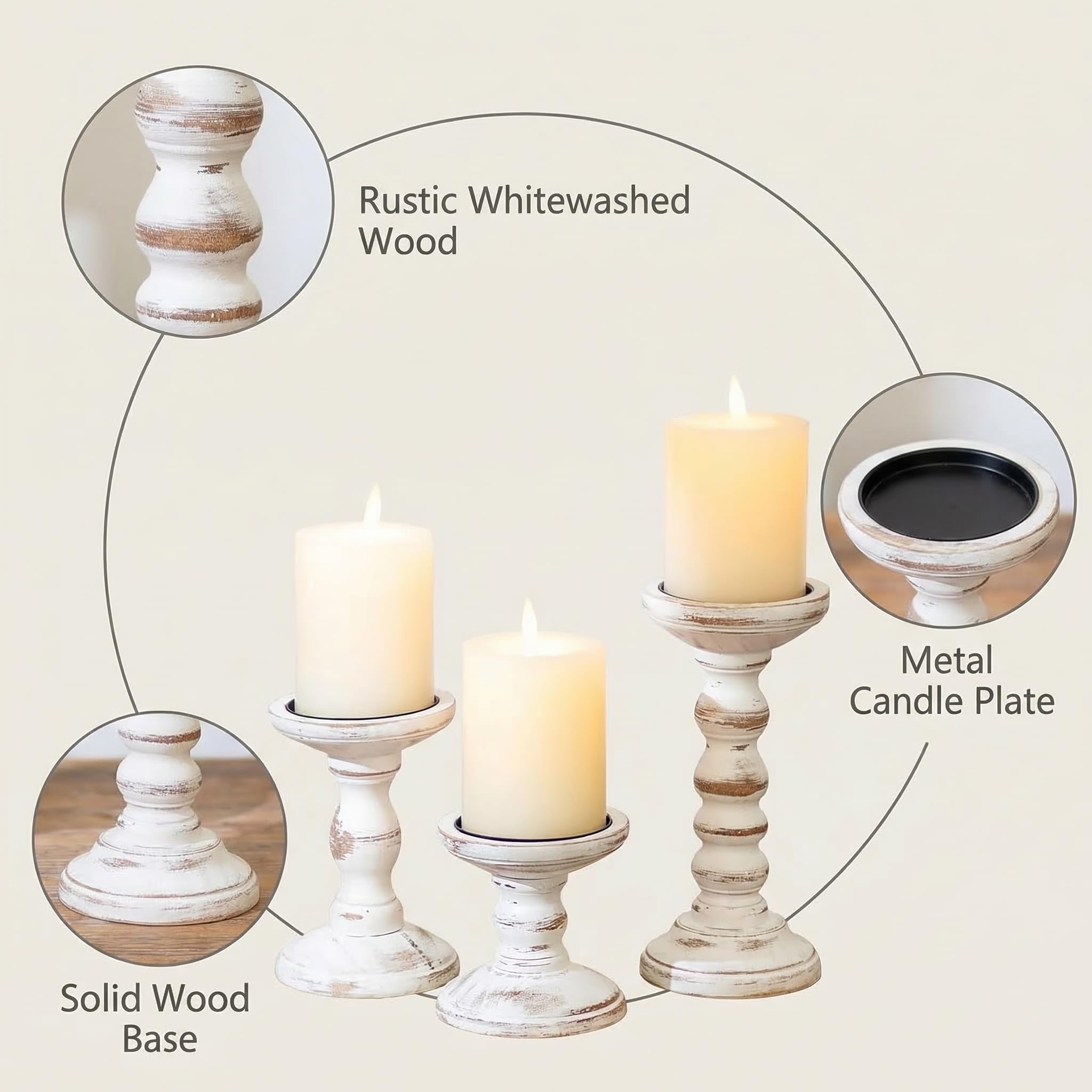 Romadedi distressed whitewash finish detail, offers vintage texture
