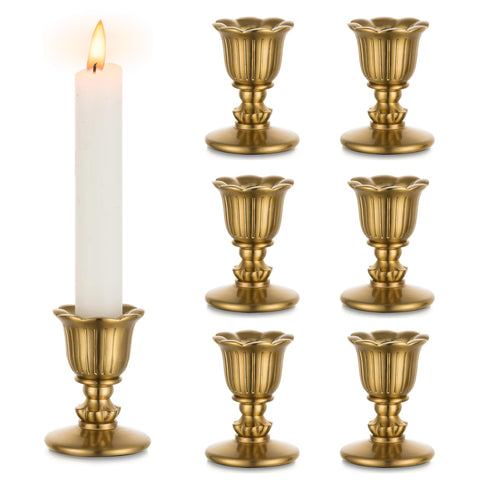 Romadedi front view of brass candlestick holder showing vintage charm and sturdy base