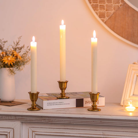 Romadedi side profile with tapered candle demonstrating stable fit and warm glow
