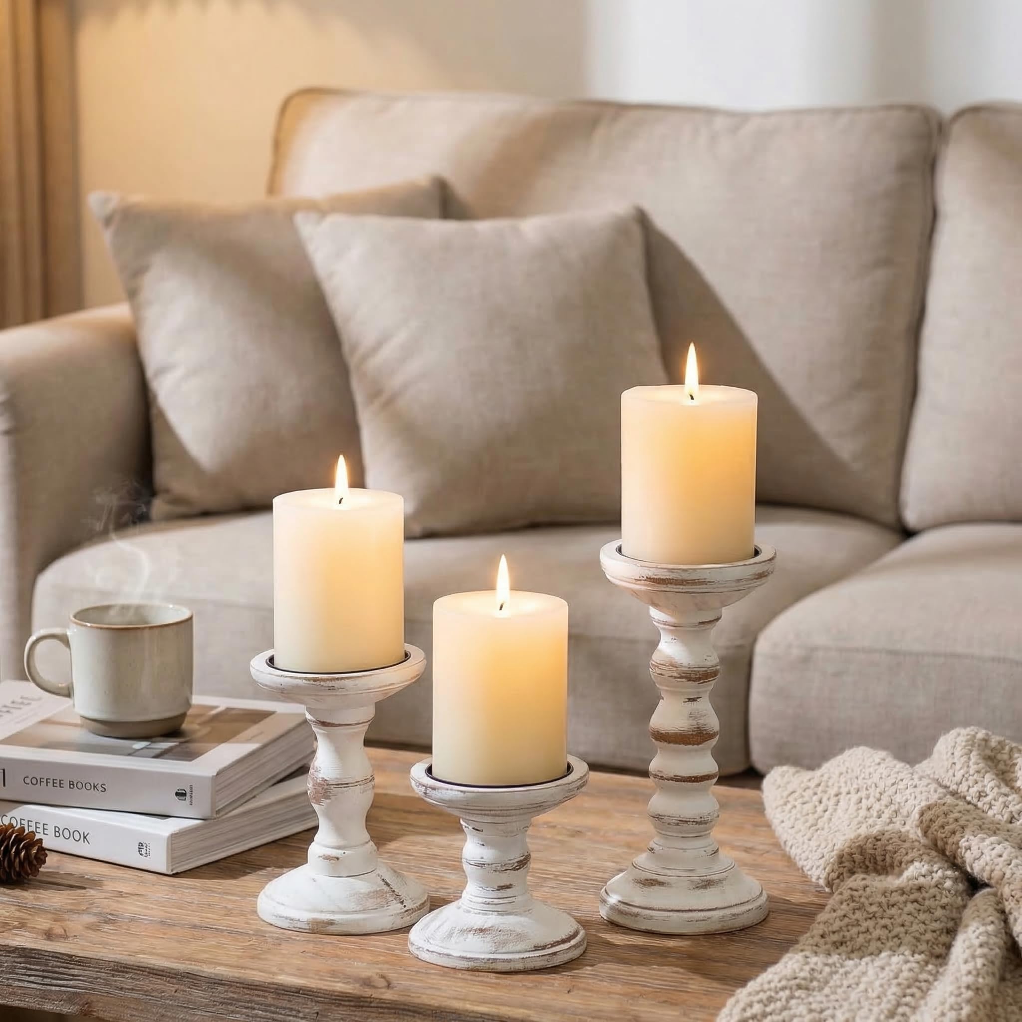 Romadedi holding flameless candles, provides safe ambiance
