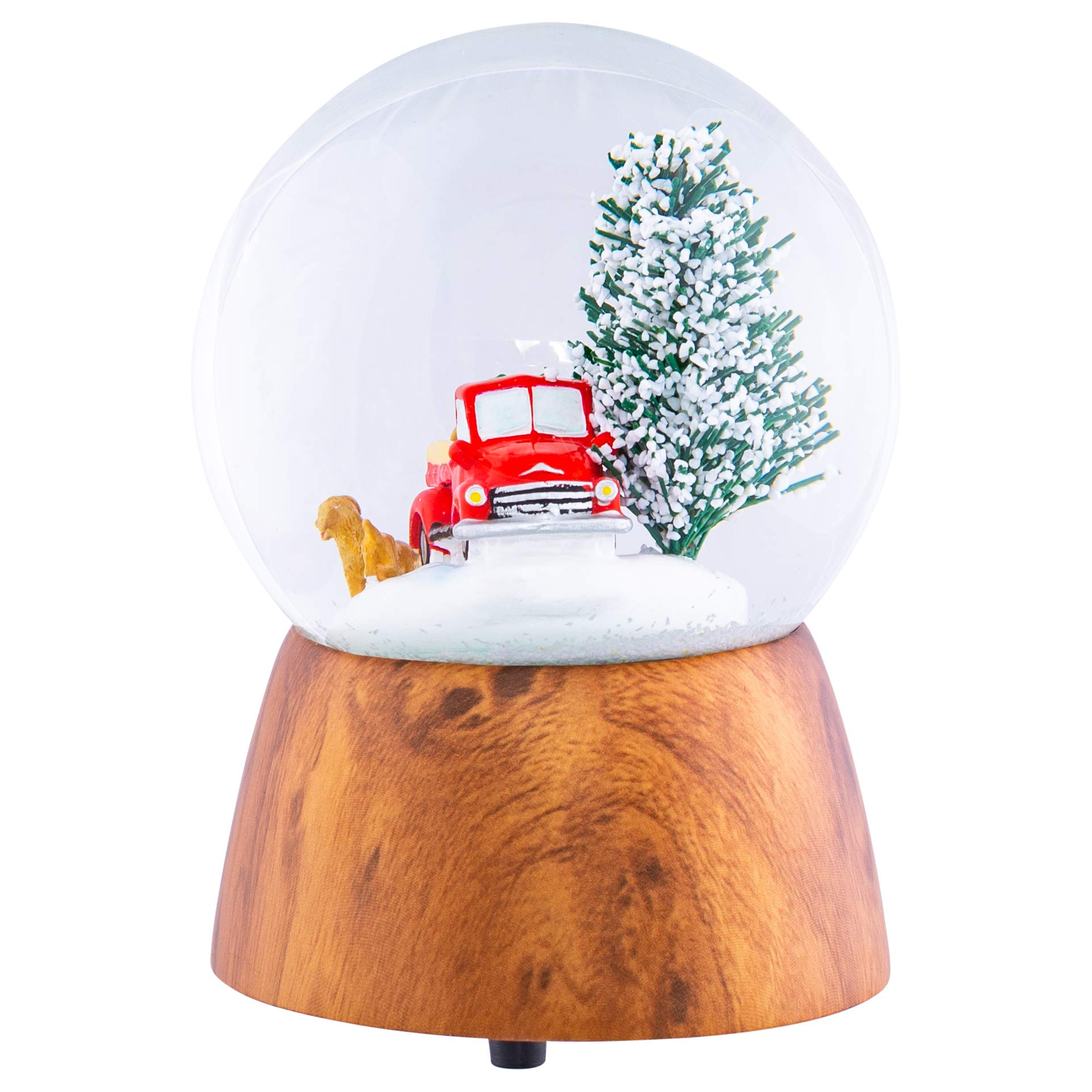 Roman snow globe on mantel in holiday scene, creates cozy atmosphere