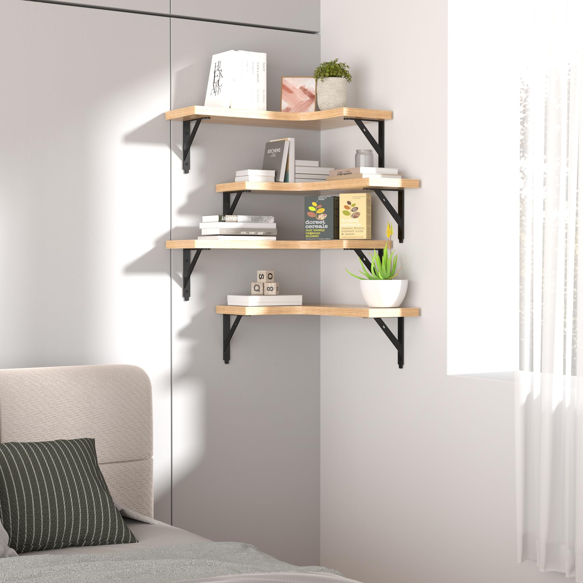 ROMGUAR CRAFT shelves installed in bathroom with toiletries, maximizes tight-space storage