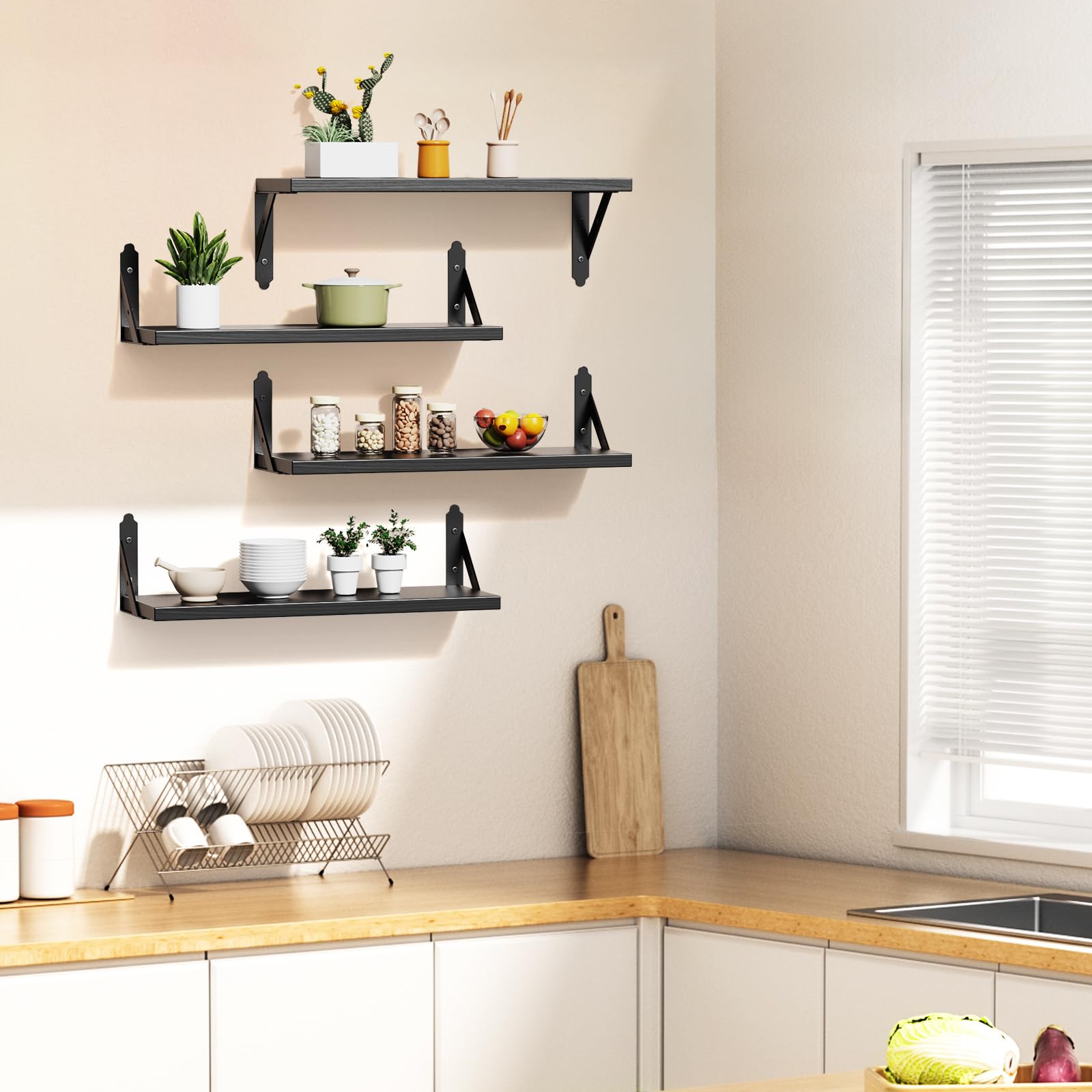 ROMGUAR CRAFT shelf next to ruler showing 17" length and slim 0.6" profile for compact spaces