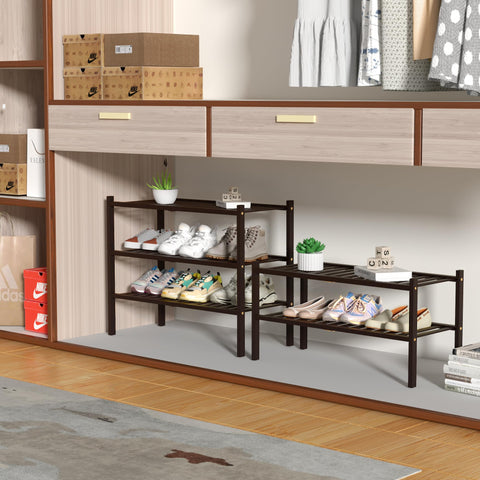 ROMGUAR CRAFT shoe rack placed inside a closet illustrating space-saving storage benefit