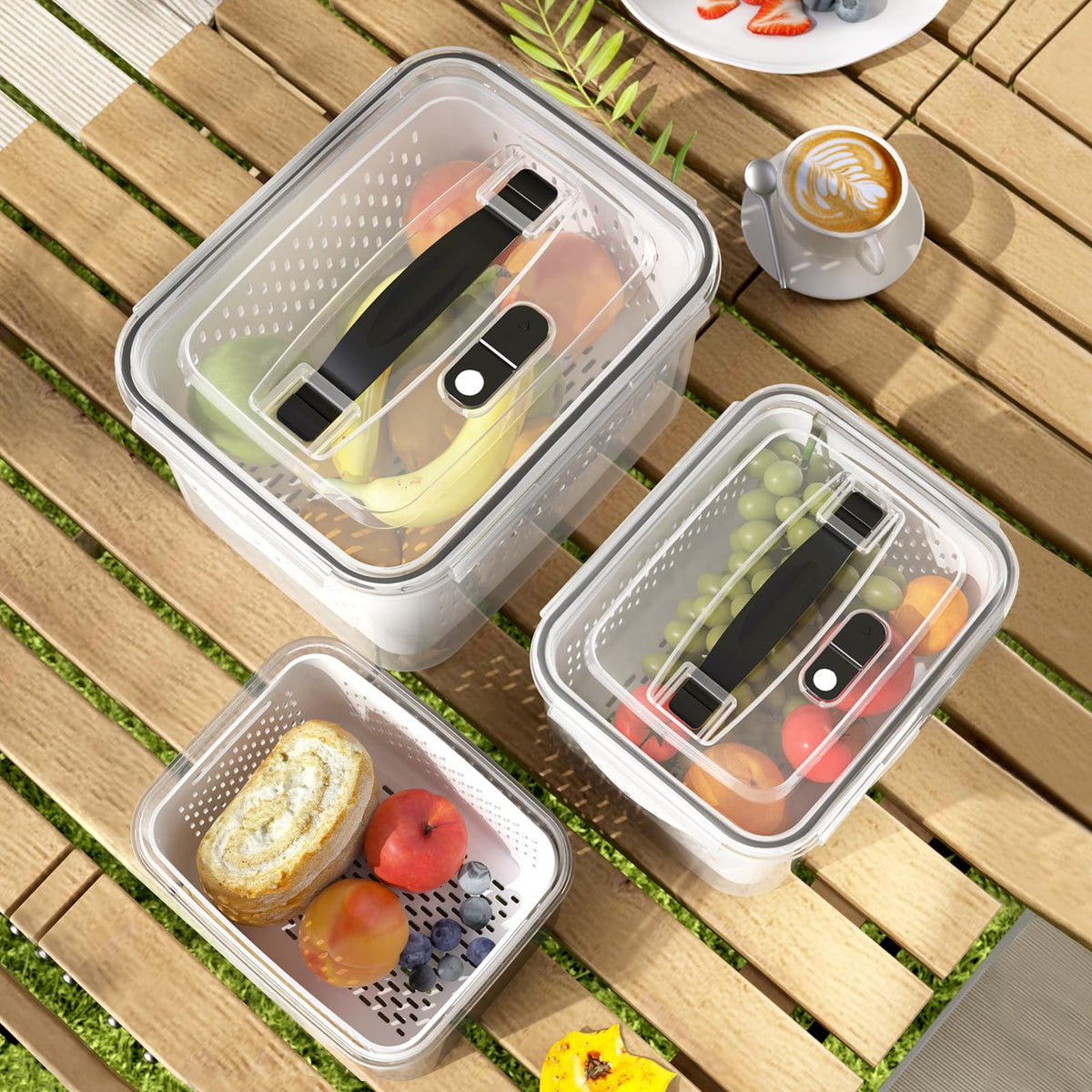 Ronanemon front view showing all five containers and capacities, organized