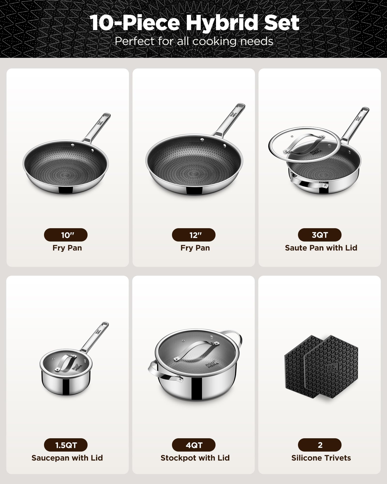 Roomena close-up of Helianthus nonstick surface for effortless food release benefit