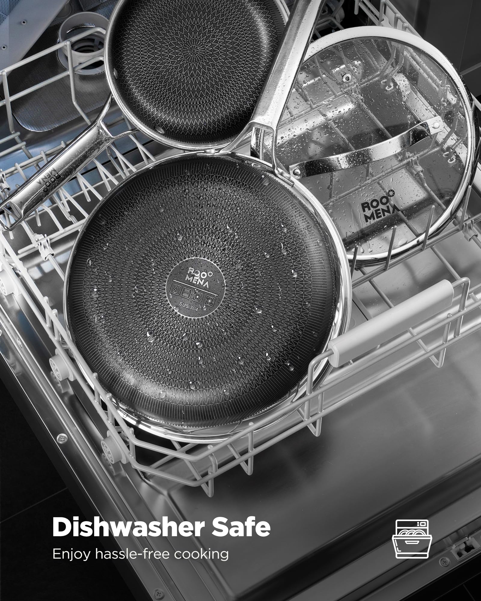Roomena cookware beside common kitchen items for clear size and scale benefit