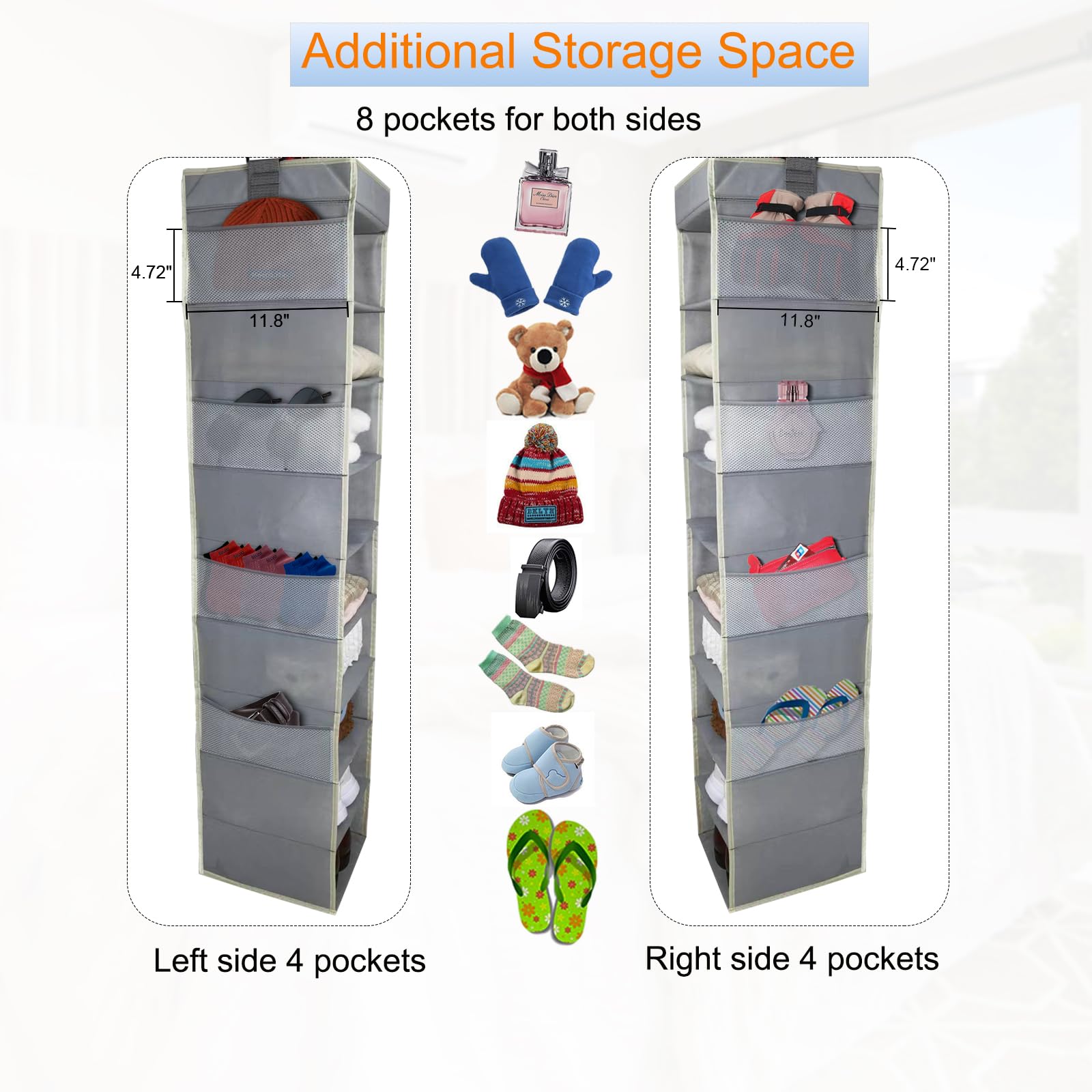 roomtalk installed in closet displaying space-saving vertical storage benefit