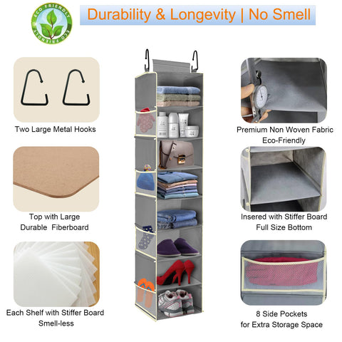 roomtalk organizer hung in closet freeing floor space and reducing clutter