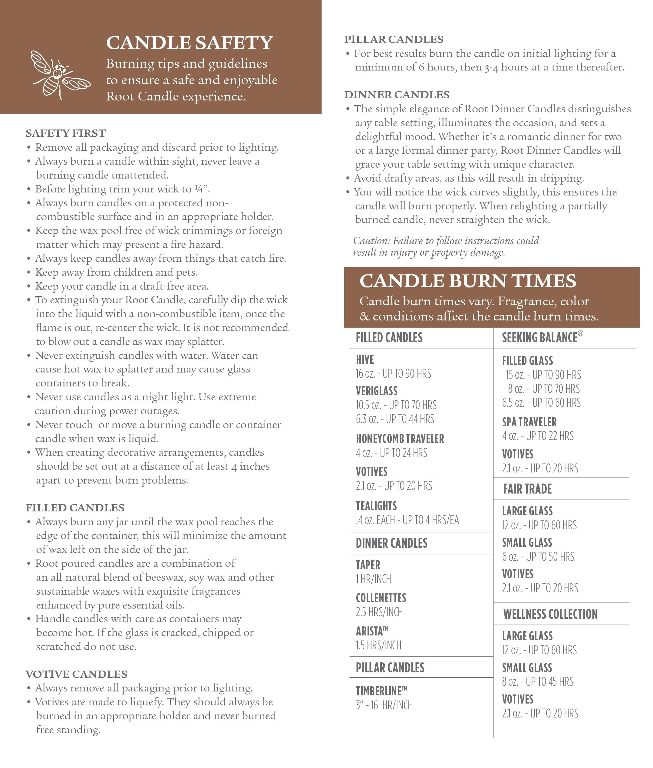 Root candle burning with full melt pool showing proper burn and maximized fragrance throw