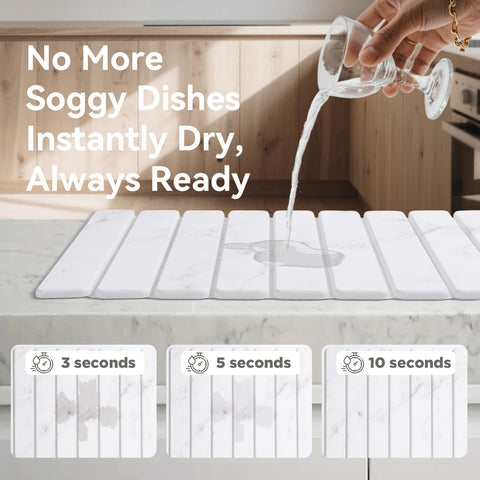 Roran mat drying dishes and cups in use offering hygienic quick-dry convenience