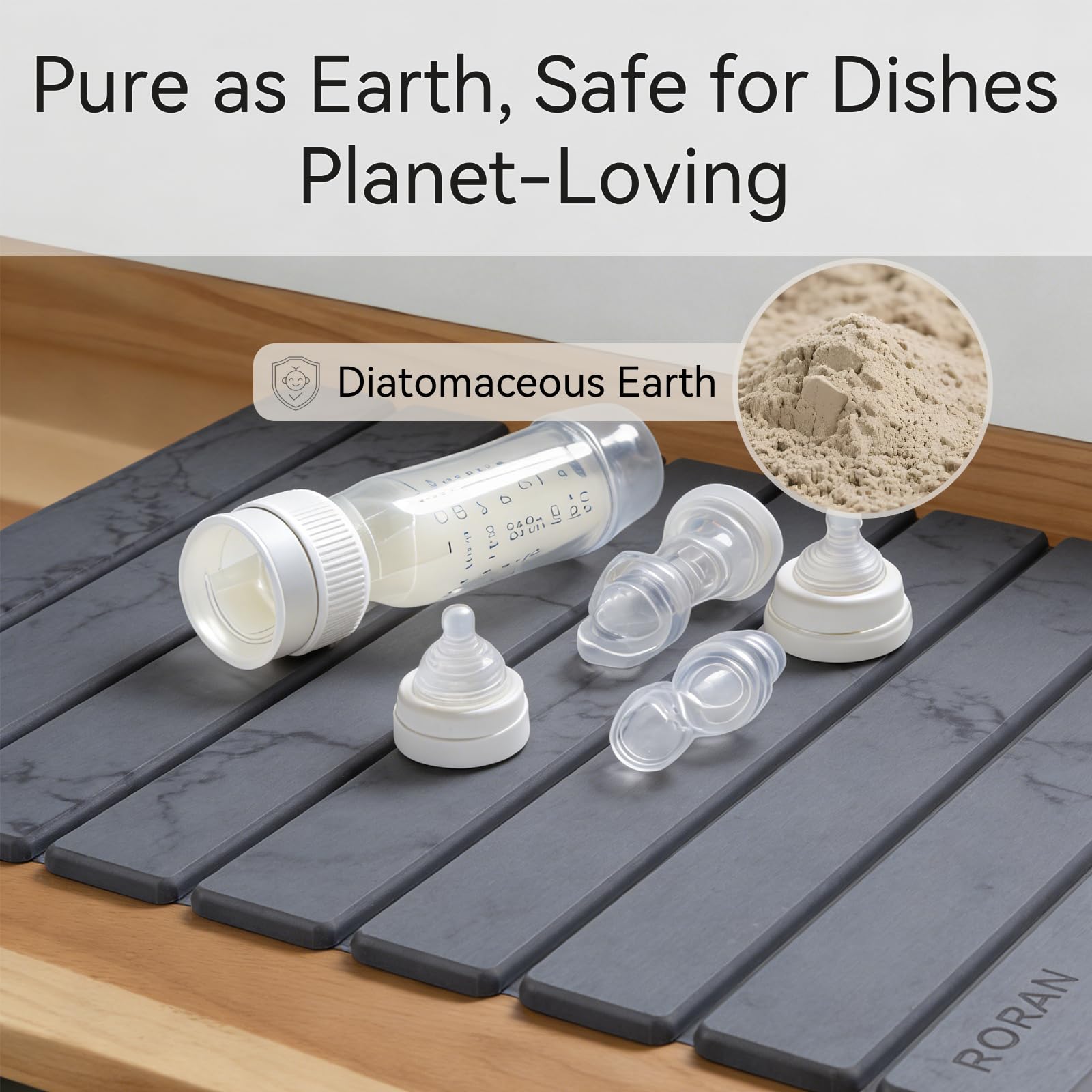Roran mat beside ruler showing 24x16 inch size for countertop coverage