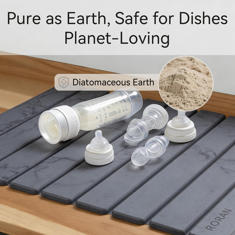 Roran mat beside ruler showing 24x16 inch size for countertop coverage