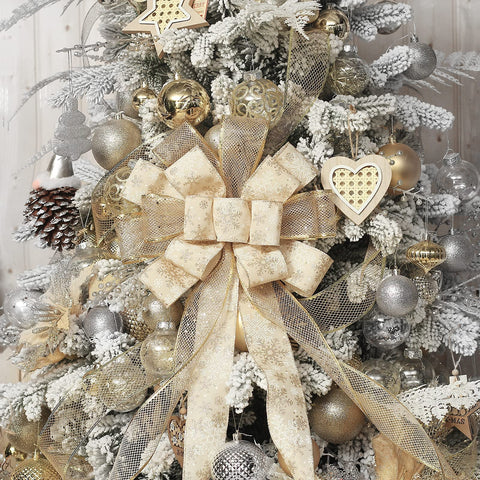 RoseCraft bow decorating a mantel delivering festive, reusable accent