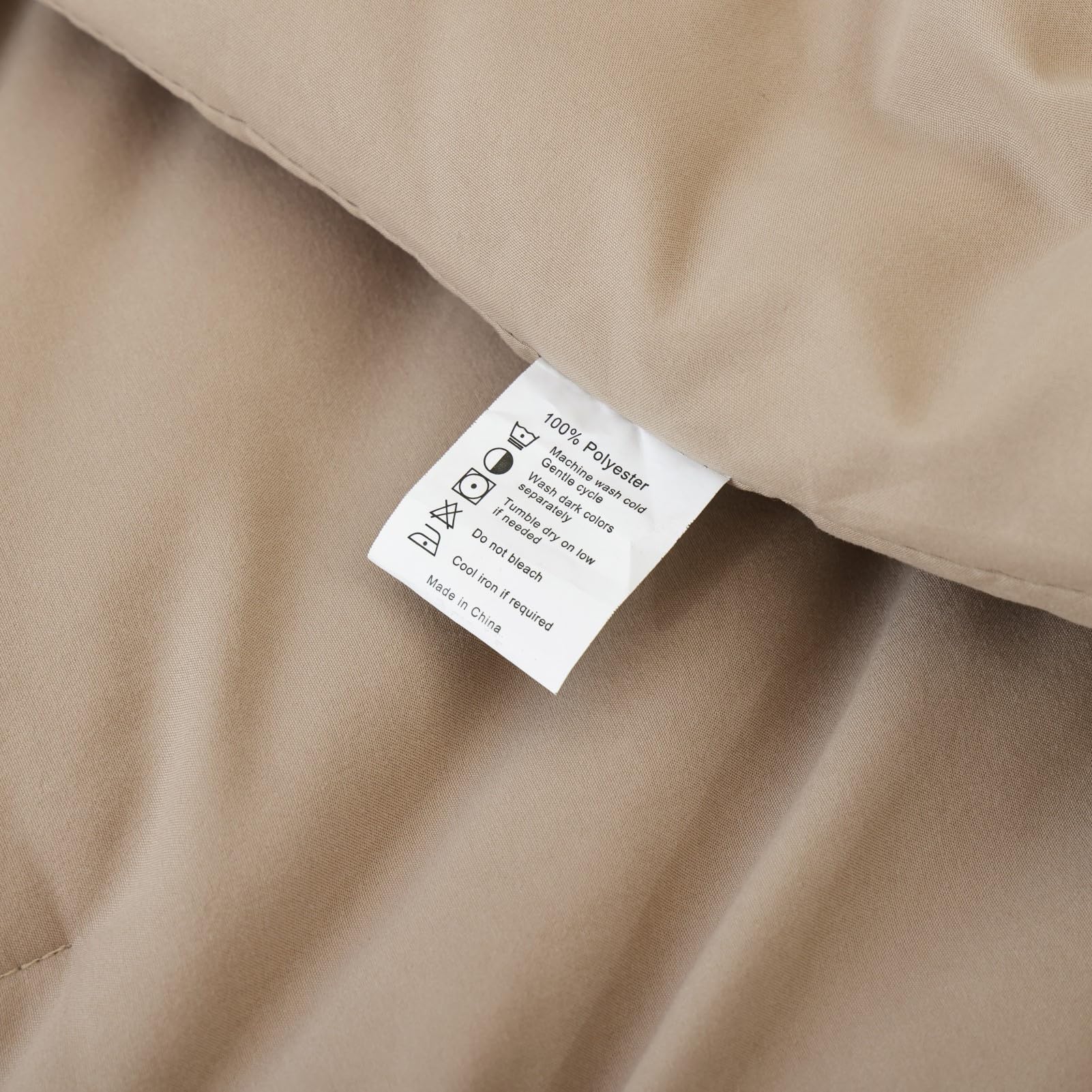 ROSGONIA care label close-up showing washing instructions for long-lasting color and shape