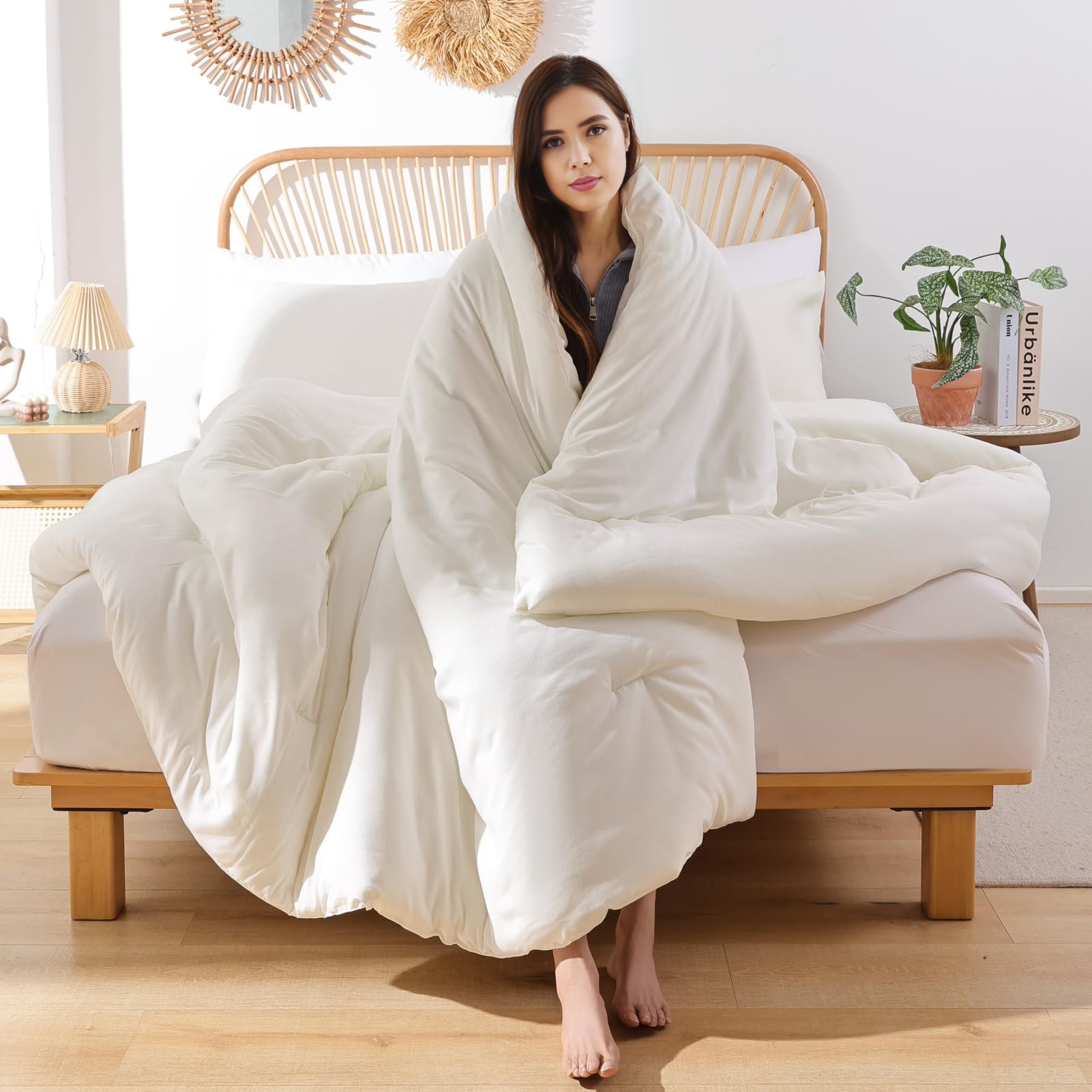 ROSGONIA folded comforter texture shot demonstrating lightweight loft and cozy feel