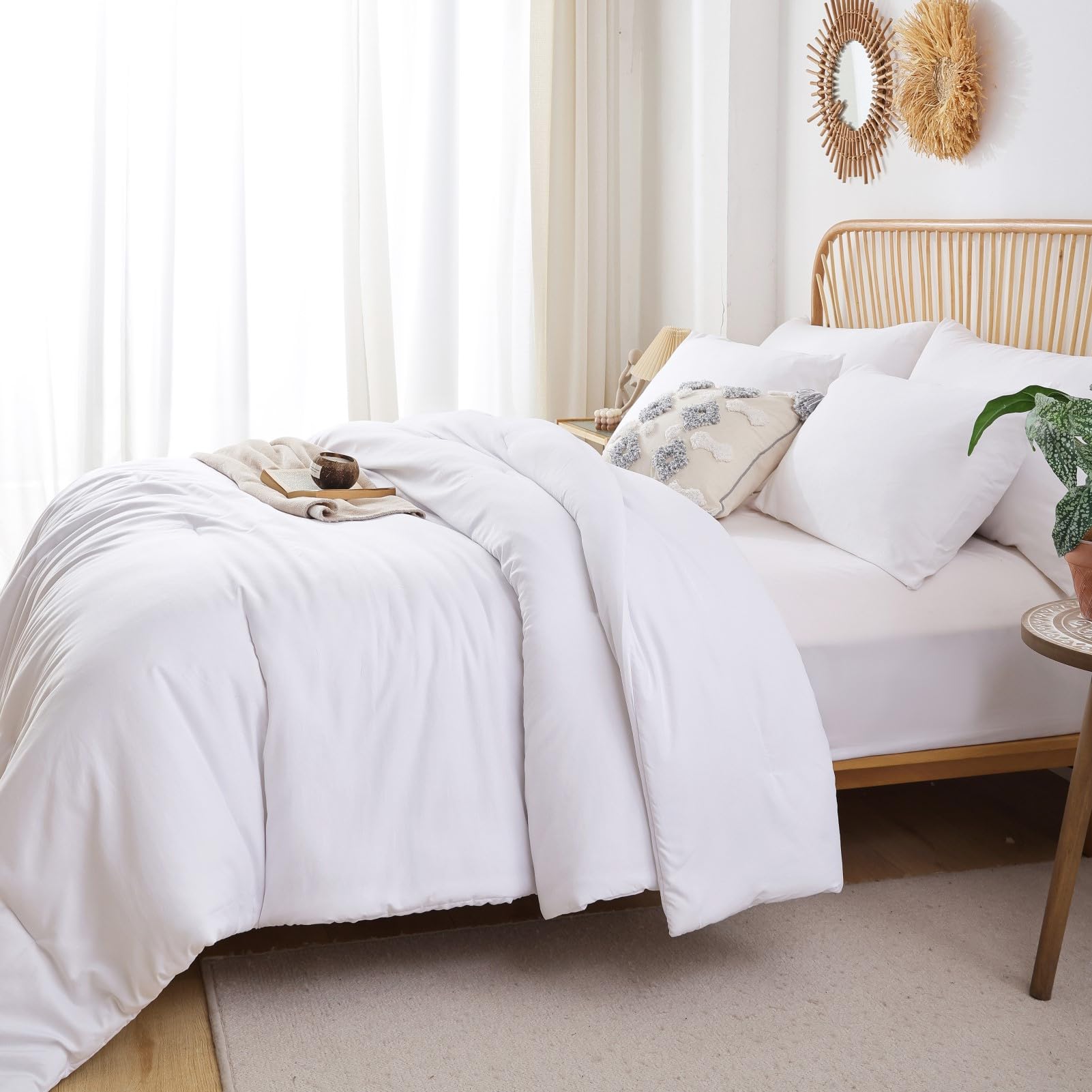 ROSGONIA comforter on full bed staged in bedroom showing styling versatility
