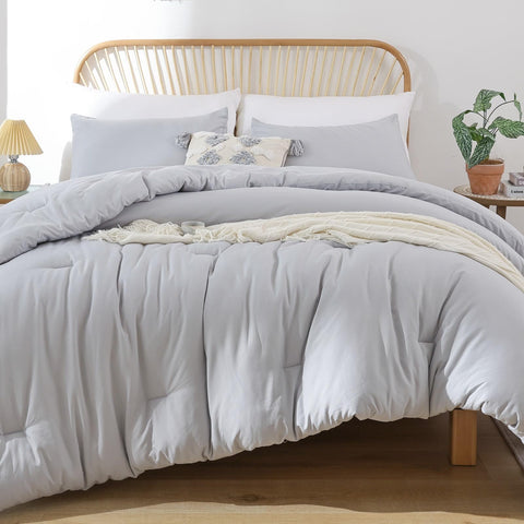 ROSGONIA king comforter front view showing full bed coverage and neutral style