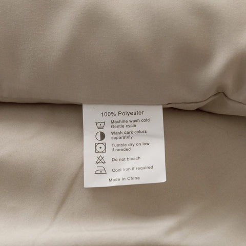 ROSGONIA label and fabric tag close-up showing material info and care guidance benefit