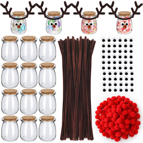 Roshtia front view of 24 reindeer candy jars for coordinated party favors