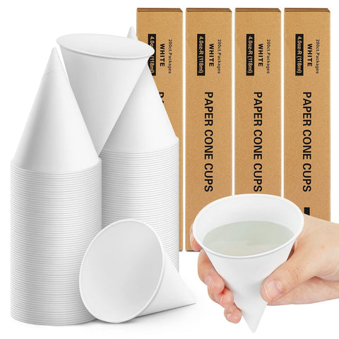 Roshtia front stack of paper cone cups showing bulk count and shape benefit