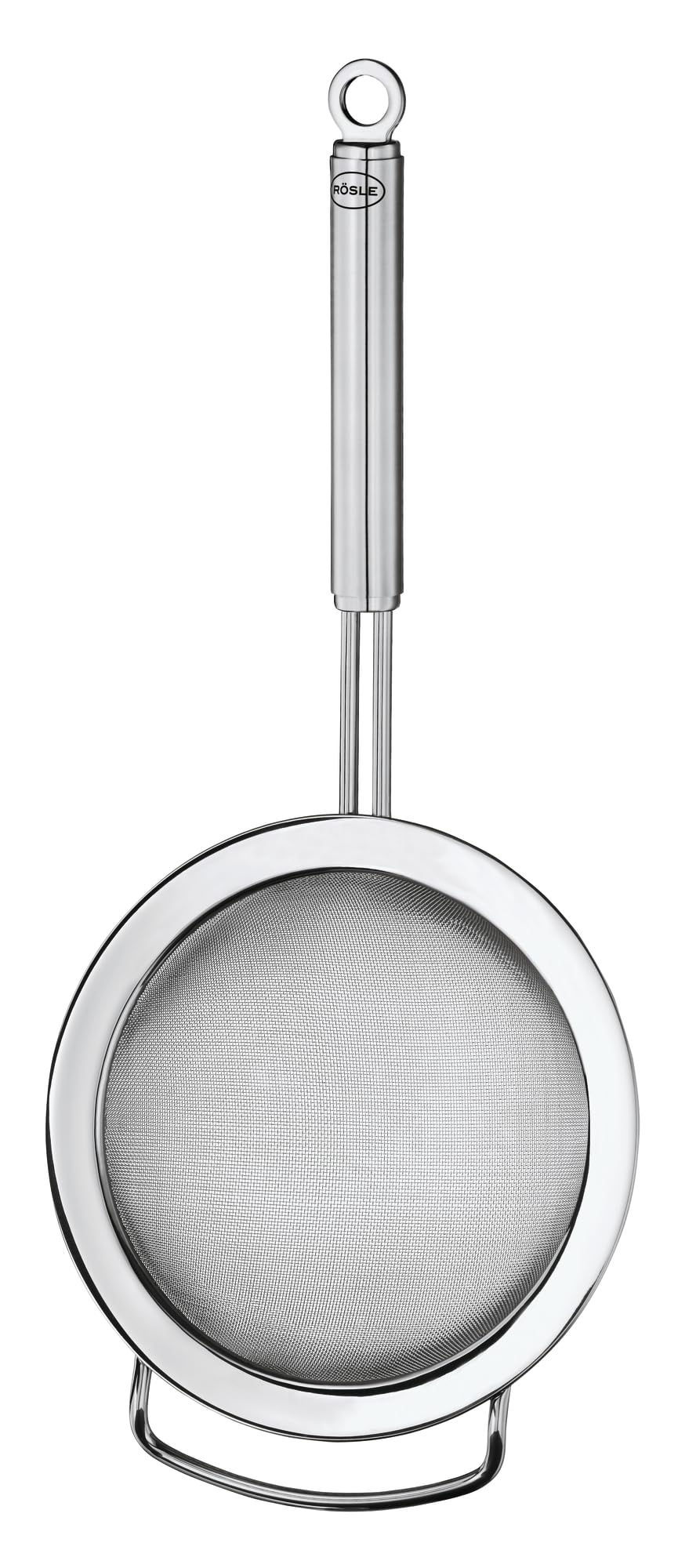 Rösle front view of strainer showing full rim and mesh for precise straining