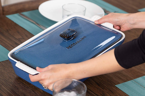 ROSSALLINI dish on dining table filled and ready to serve, enhancing table presentation