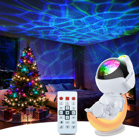 Rossetta astronaut projector front view showing sculptural moon seat and base, attractive décor