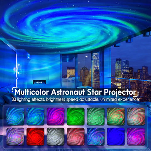 Rossetta projection on ceiling with stars and nebula creating calming atmosphere