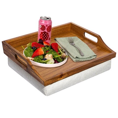 Rossie Home front view acacia tray shows elegant wood finish and stability