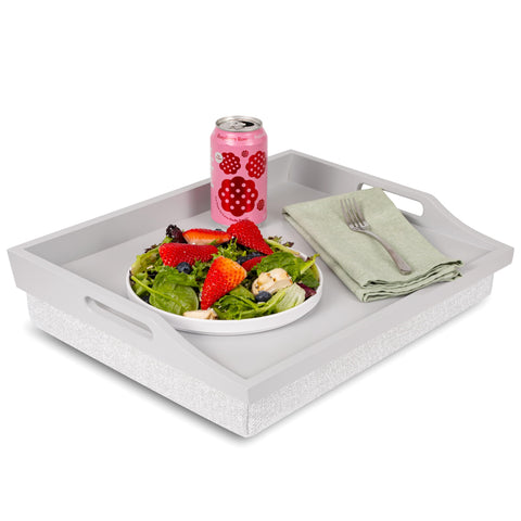 Rossie Home front view gray lap tray showing stable work surface and handles