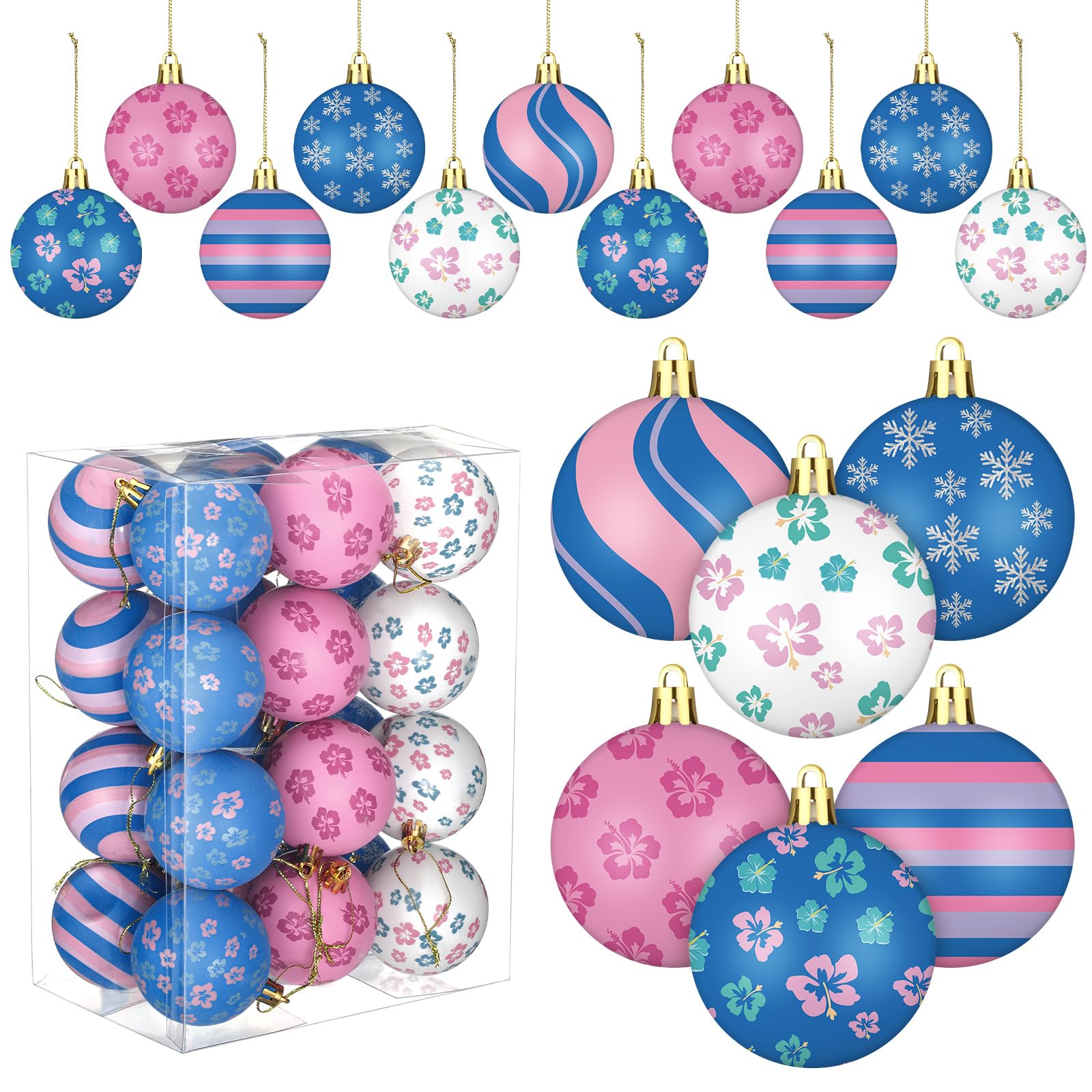 Rotatingpals front packaging showing 24 ornaments, easy holiday setup benefit