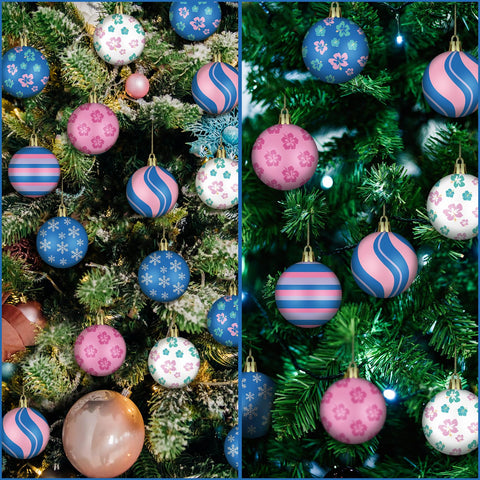 Rotatingpals ornaments hung on tree, adds playful color to holiday decor