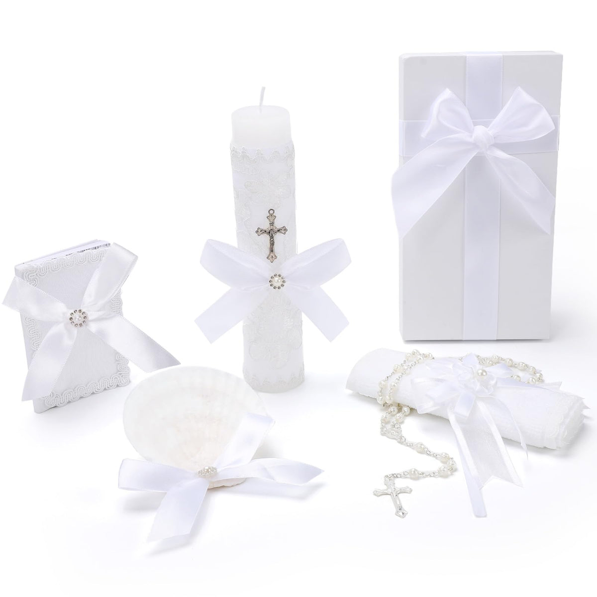 Rotel boxed 5-piece baptism set neatly presented for gifting and convenience