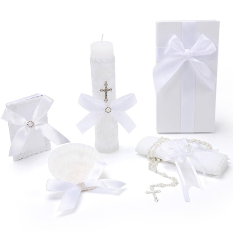 Rotel boxed 5-piece baptism set neatly presented for gifting and convenience