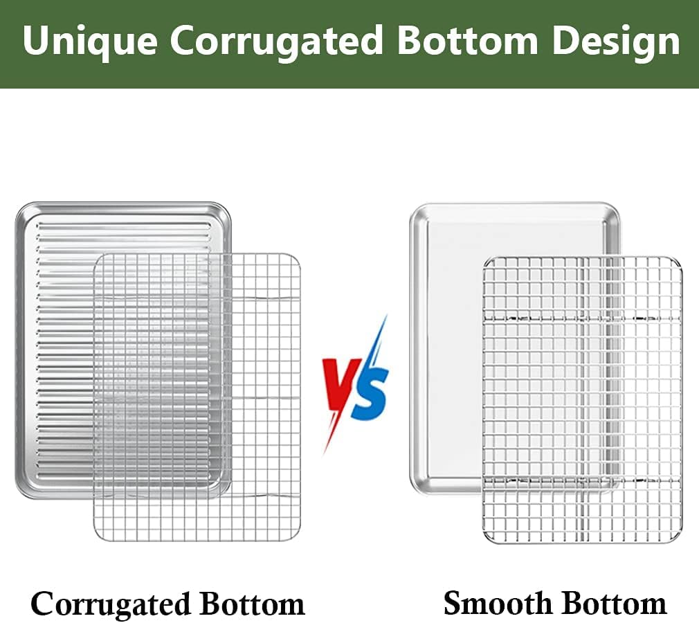 Rottay pan and rack nested in an oven illustrating space-saving toaster oven compatibility