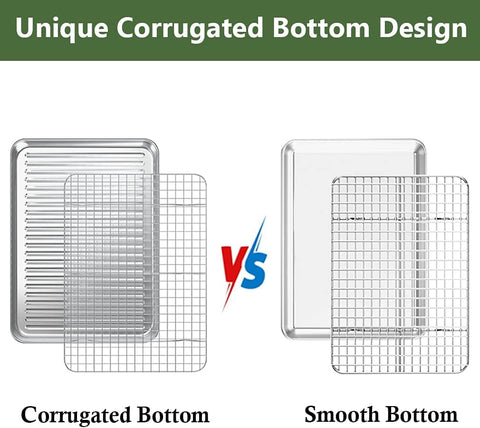 Rottay pan and rack nested in an oven illustrating space-saving toaster oven compatibility