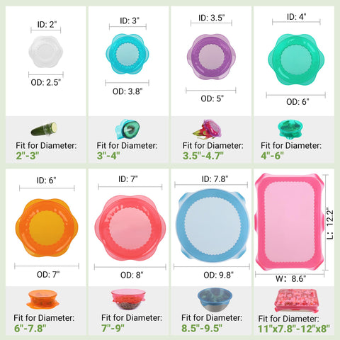ROTTOGOON lids stretched over bowls, jars, and cans showing airtight convenience
