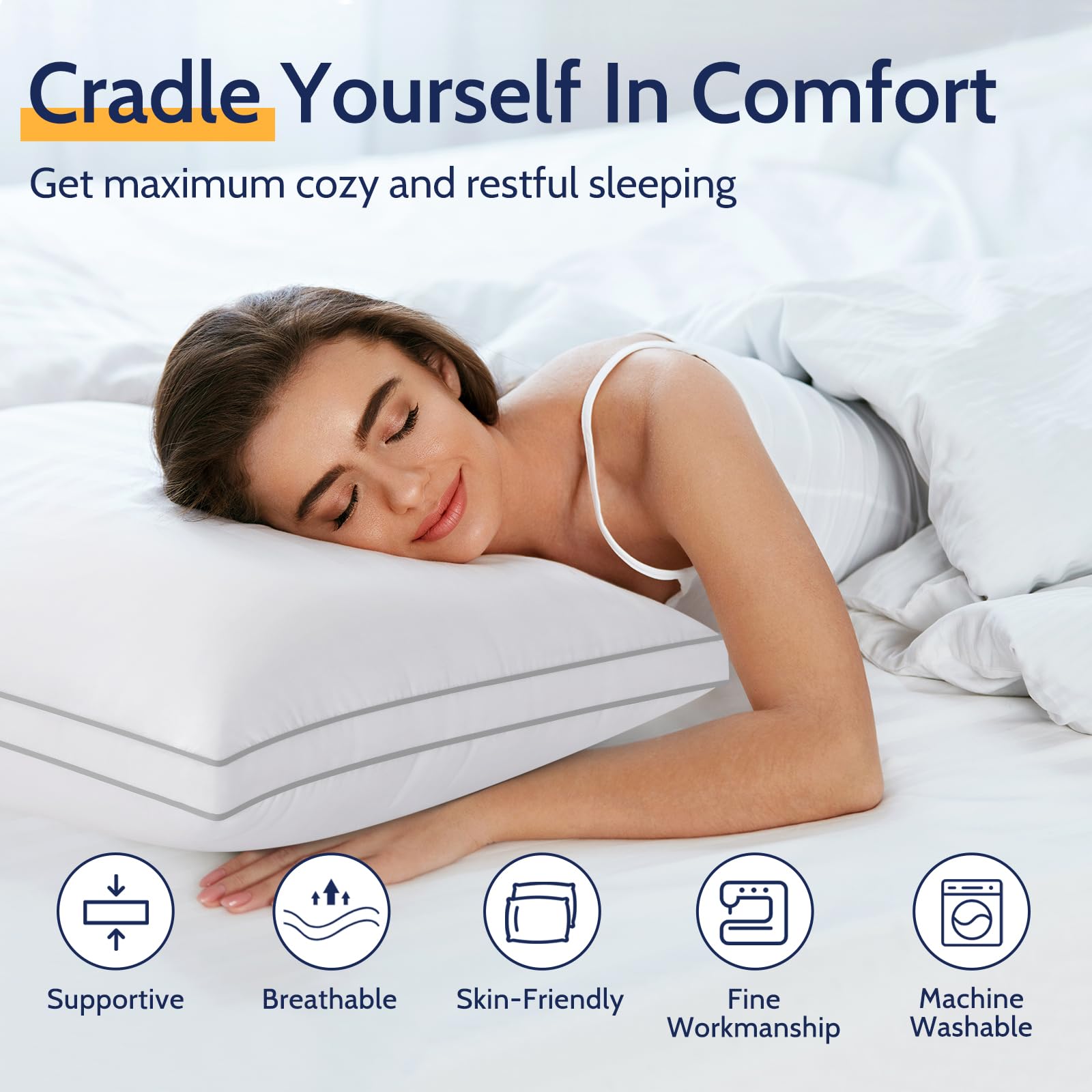 ROUMEA vacuum-packed pillows in box illustrating easy shipping and storage