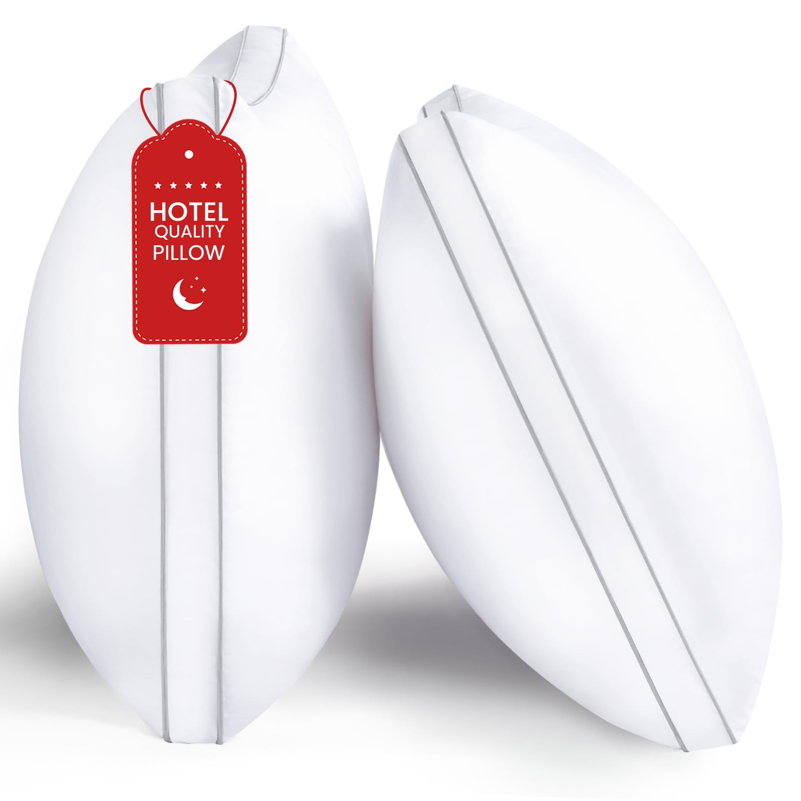 ROUMEA front view of queen pillows showing plush hotel-style comfort