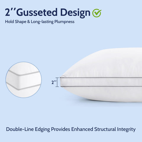 ROUMEA two pillows styled on bed showing luxury bedroom appeal